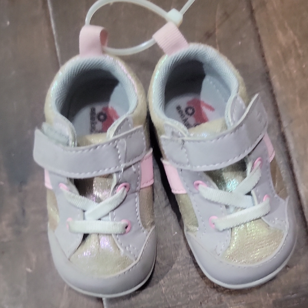 See Kai Run Toddler Glitter Sneakers Size 4.5 - Gold and Pink